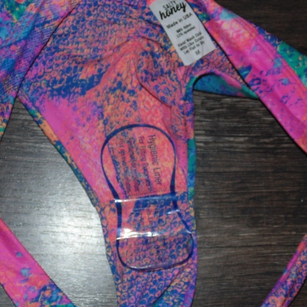 Salty Honey Bikini Set Women Size M Multi Color New Snakeskin Mesh 2 Piece Swim - Picture 5 of 9